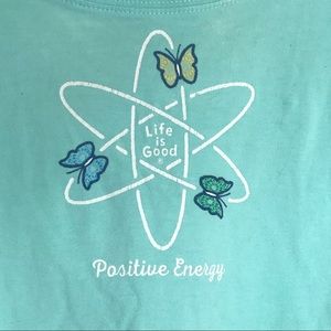 100% Cotton “Life is Good” Tee Aqua 'Positive Energy' Butterfly